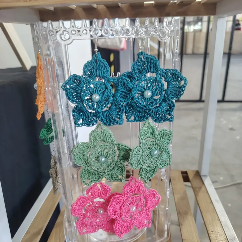 Aros flor tejidos