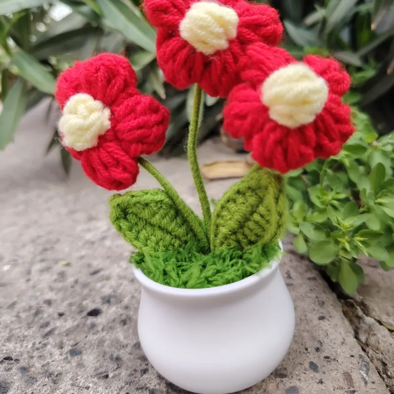 Flores rojas en macetero
