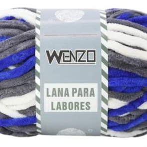 Lana peluche matizada azul/gris